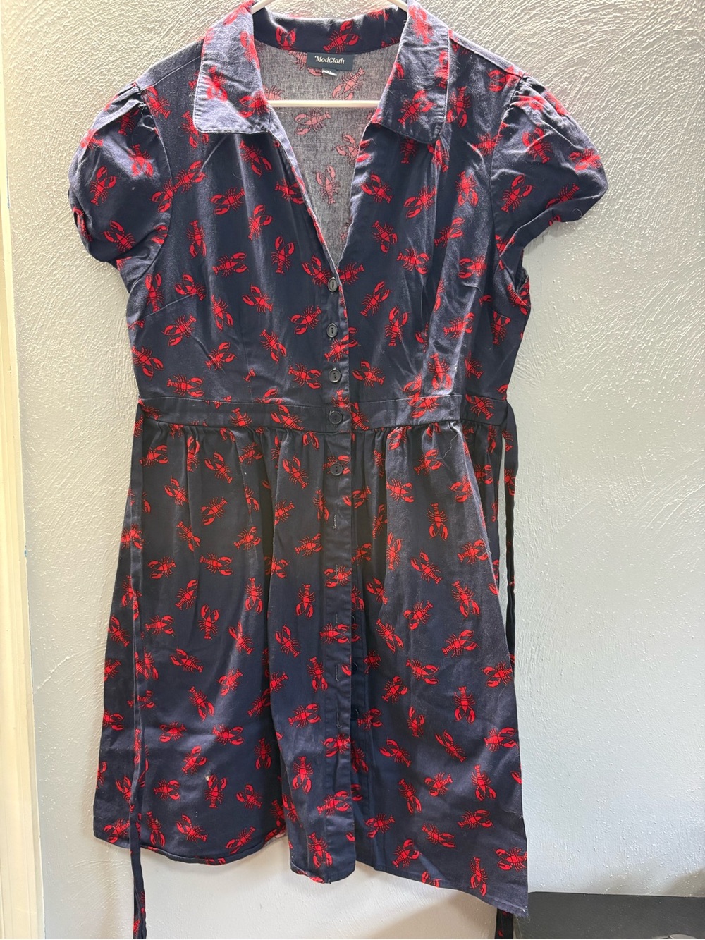 ModCloth Navy Dress with Red Lobster Print